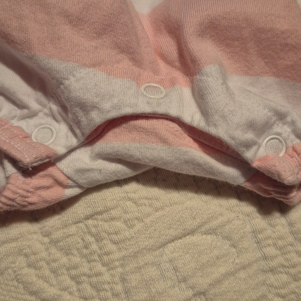 Janie and Jack girls size 0-3 months pink and white striped romper VGUC - Picture 4 of 5